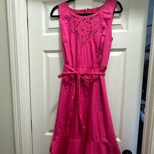 Pink Dress Talbots Size 8 with Embroidered Bodice